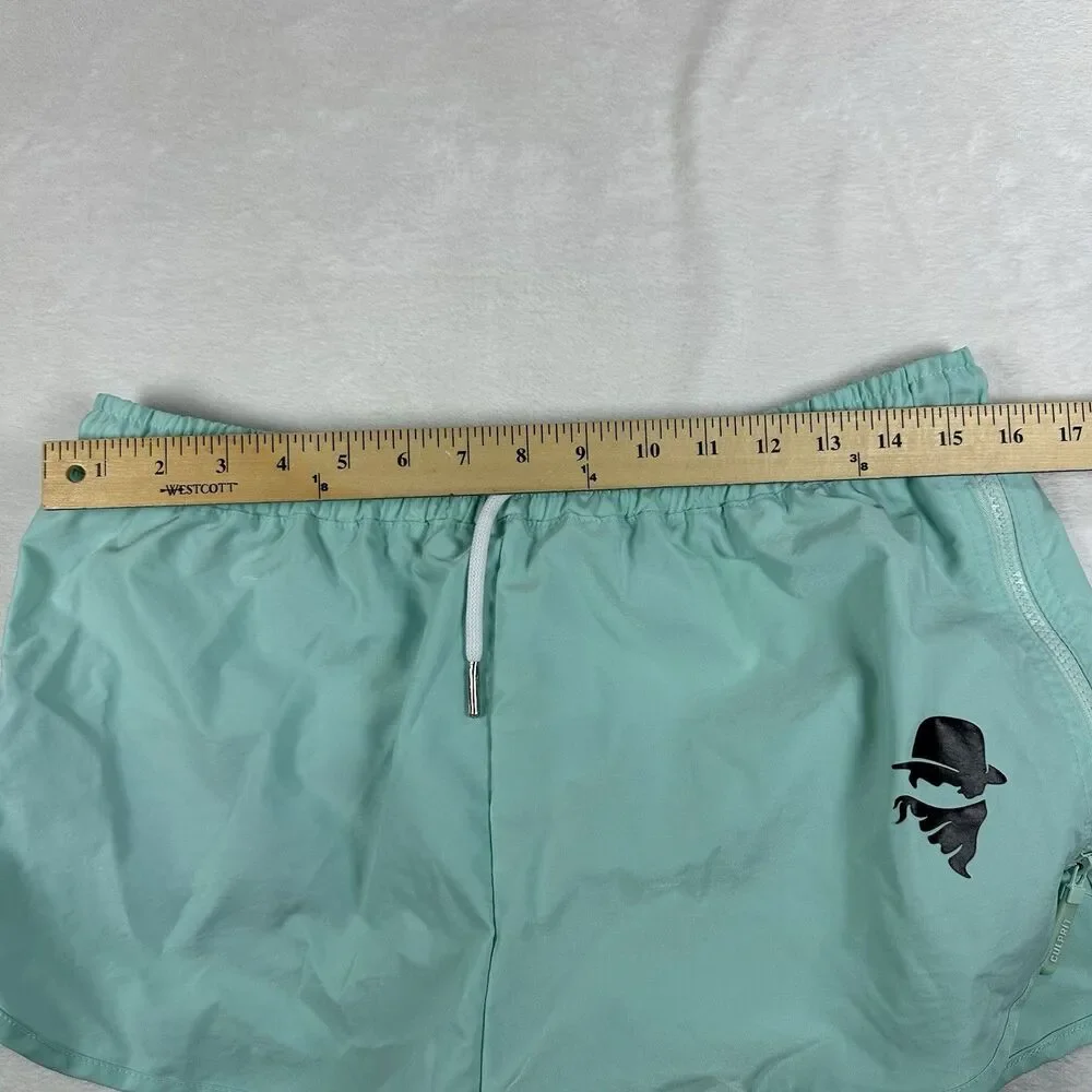 Culprit Mens XL Mint Swim Trunks Made USA Elastic Waist Zip Pocket Shorts